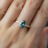 2.50ct Teal Montana Sapphire Solitaire with Tapered Diamonds in 14k Rose Gold