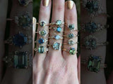 0.87ct Round Teal Blue Montana Sapphire and Diamond Cluster Ring in 18k Yellow Gold