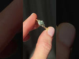 0.99ct Songean Green Sapphire and Trillion Parti Sapphire Antique Low Profile Ring in 14k Green Gold
