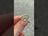2.20ct Round Untreated Green-Teal Sapphire Scallop Cup Solitaire in 14k Yellow Gold