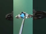 1.22ct Parti Nigerian Blue Sapphire and Lab Diamond Three Stone Ring in 14K White Gold