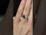 1.02ct Teal Pear Sapphire and Antique Diamond Toi Et Moi Ring in 18k Yellow Gold
