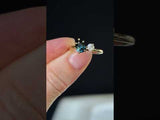 1.02ct Teal Pear Sapphire and Antique Diamond Toi Et Moi Ring in 18k Yellow Gold