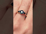 1.03ct Untreated Teal Nigerian Sapphire Three Stone Ring in 18K Yellow Gold