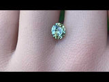 1.06CT OVAL BRILLIANT PRECISION CUT MONTANA SAPPHIRE, PARTI GREEN YELLOW, 6.4X5.4MM