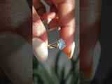 2.69ct Carved Elongated Hexagon Montana Sapphire Low Profile Six Prong Split Shank Solitaire in 14k Yellow Gold