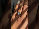 2.69ct Carved Elongated Hexagon Montana Sapphire Low Profile Six Prong Split Shank Solitaire in 14k Yellow Gold
