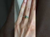 0.99ct Songean Green Sapphire and Trillion Parti Sapphire Antique Low Profile Ring in 14k Green Gold