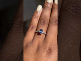 1.12ct Oval Periwinkle Blue Sapphire Solitaire with French Set Diamonds In 14K White Gold