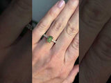 1.67ct Emerald Cut Green Opalescent Sapphire Hidden Halo Solitaire with French Set Diamonds in 18k Yellow Gold