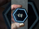 2.32ct Carved Half Moon Montana Sapphire Half Bezel Ring with White Diamonds 14k Yellow Gold