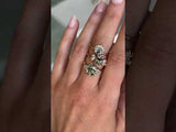 1.58ct Fancy Oval/Cushion Green Sapphire and Moissanite Three Stone ring with Evergreen texture in 18k Rose Gold