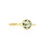 0.74ct Rosecut Teal Green Sapphire in 6 Prong 18k Yellow Gold Low Profile Evergreen Setting