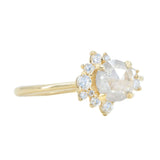 0.92ct Light Grey Rosecut Diamond Asymmetrical Cluster Ring In 14k Yellow Gold
