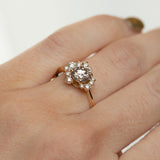 1.01ct Round Champagne Diamond Asymmetrical Cluster Ring in 14K Yellow Gold