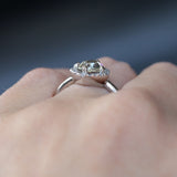 1.03ct Rosecut Arrowhead Shield Diamond and Low Profile Diamond Halo French Set Ring in Platinum