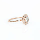 1.05ct Grey Light Salt and Pepper Diamond in 14k Rose Gold Bezel Set Halo