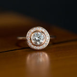 1.05ct Grey Light Salt and Pepper Diamond in 14k Rose Gold Bezel Set Halo