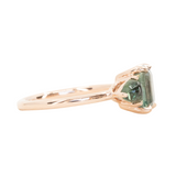 1.07ct Grey Sapphire and Green Tourmaline Three Stone Ring in 14k Rose Gold