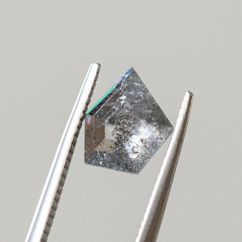 1.19CT Salt and Pepper Rose Cut Shield Diamond 9.36x8.12mm