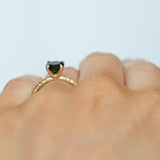 1.23ct Round Teal Australian Green Sapphire Evergreen Solitaire in Satin 18k Yellow Gold