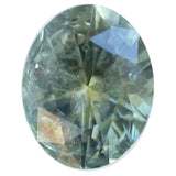 1.32ct Oval Minty Montana Sapphire and Madagascar Sapphire Three Stone Ring in Platinum gemstone only