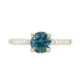 1.32ct Nigerian Sapphire Solitaire Ring with Diamonds in 14k Yellow Gold