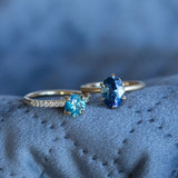 1.32ct Nigerian Sapphire Solitaire Ring with Diamonds in 14k Yellow Gold