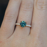 1.32ct Nigerian Sapphire Solitaire Ring with Diamonds in 14k Yellow Gold