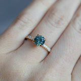 1.32ct Nigerian Sapphire Solitaire Ring with Diamonds in 14k Yellow Gold