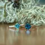 1.32ct Nigerian Sapphire Solitaire Ring with Diamonds in 14k Yellow Gold