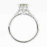 1.50ct Oval Grey Diamond and French Set Diamond Cathedral 4 Prong Solitaire in Platinum