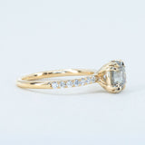 1.51ct Round Grey Diamond and French Set Double Prong Solitaire in 14k Yellow Gold side view
