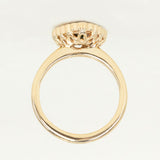 1.54ct Pear Sapphire and Scalloped Antique Style Diamond Halo Ring in 14k Yellow Gold