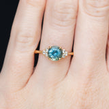 1.58ct Round Blue Montana Sapphire and Diamond Cluster Ring in 18k Yellow Gold with Diamonds