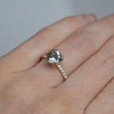 1.59ct GIA Purple Grey Sapphire Double Claw Prong Solitaire with Diamonds in 18k Yellow Gold