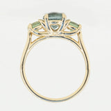 1.59ct Center Montana Sapphire Three Stone Ring in 14k Yellow Gold