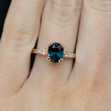 1.68ct Oval Nigerian Sapphire Vintage Cathedral Double Prong Ring in 14k Yellow Gold