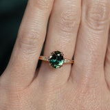 1.80ct Oval Nigerian Parti Sapphire Vintage Cathedral Ring in 14k Yellow Gold