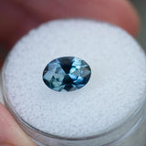 1.96ct Oval Sapphire and Baguette Diamond Three Stone Ring In 18k Yellow And Platinum