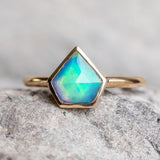 Bezel Set Rosecut Opal Rings in 14K Yellow Gold