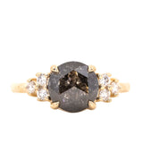 2.30ct Rosecut Salt & Pepper Diamond and White Diamond Cluster ring in 14k Yellow Gold