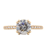 1.53ct Round Grey Diamond and French Set Double Prong Solitaire in 14k Yellow Gold