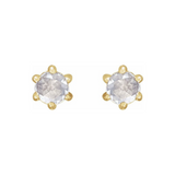 0.08ctw Round Rosecut Six Prong Diamond Earrings in Solid Gold