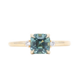 1.60ct Asscher Step Cut Sapphire and Diamond Low Profile Ring in 14k Yellow Gold