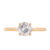 1.01ct Round Grey Diamond Evergreen Carved Solitaire Ring in 18k Yellow Gold