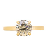 1.71ct Round Fancy Dark Green/Grey Diamond Flat Band 4 Prong Solitaire in 18k Yellow Gold