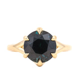 3.88ct Round Madagascar Sapphire Six Prong Split Shank Solitaire in 18k Yellow Gold