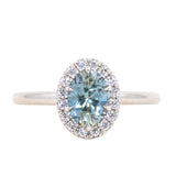 1.08ct Oval Montana Sapphire Halo Ring in 14k White Gold