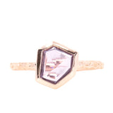 1.05ct Geo Slice Purple-Pink Sapphire Evergreen Low Profile Bezel Solitaire Ring in 14k Rose Gold